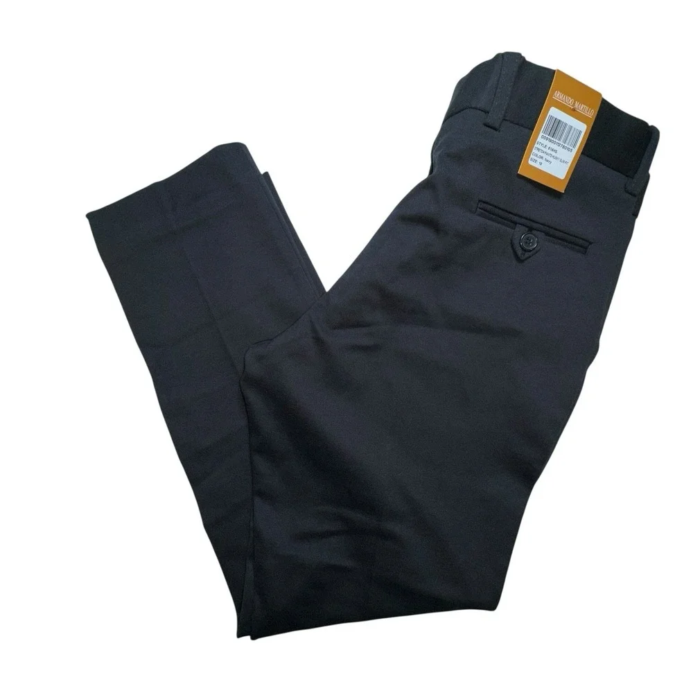 Armando Martillo Boys 10 Husky Slim Fit Navy Dress Pant Trousers‎ Party Wedding
